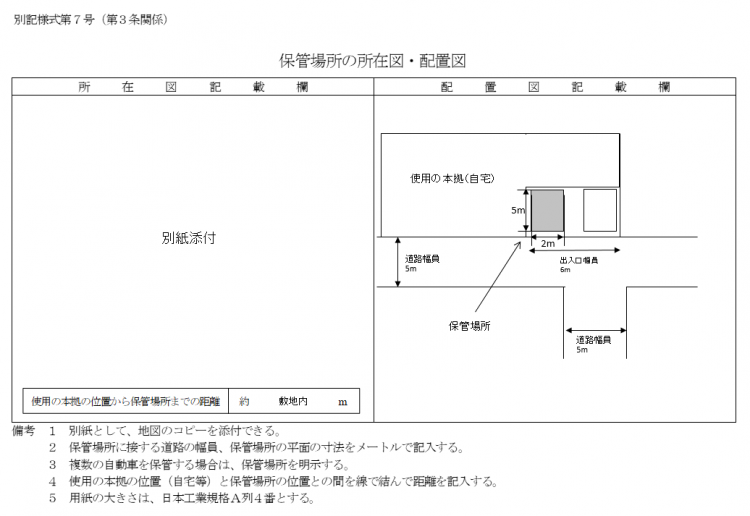 所在図 配置図 車庫証明 名義変更サポート 仙台 宮城