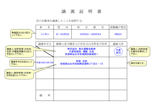 譲渡証明書（記載例）